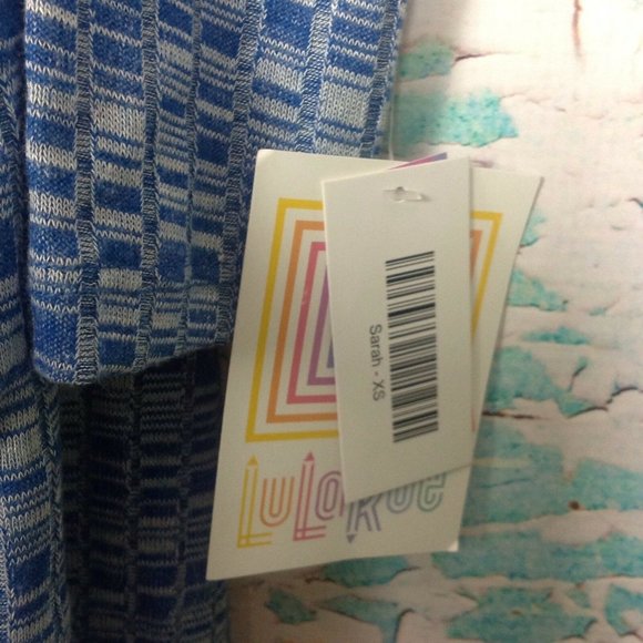 Lularoe Sarah Blue White Duster Long Open Cardigan XS Stretch Heather Knit - Picture 2 of 6